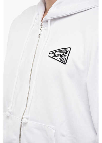 Hanorace Diesel Solid Color S-Ginn Sweatshirt With Hood And Zip Closure White Barbati (BM 13568975) 3