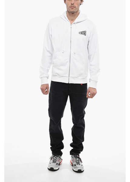 Hanorace Diesel Solid Color S-Ginn Sweatshirt With Hood And Zip Closure White Barbati (BM 13568975) 4