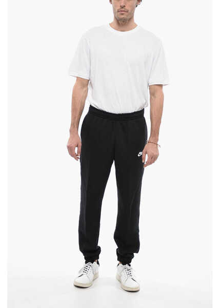 Pantaloni de trening Nike Fleeced-Cotton Blend Joggers With Embroidered Logo Black Barbati (BM 13569128) 4