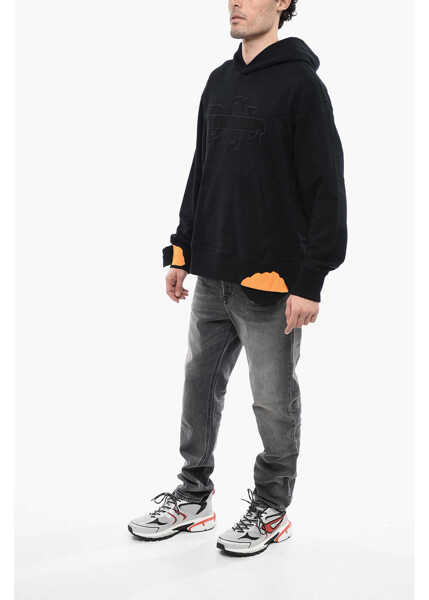 Bluze de trening Diesel Vintage-Effect S-Macrot Hoodie With Maxi Fleeced Logo Black Barbati (BM 13569152) 4