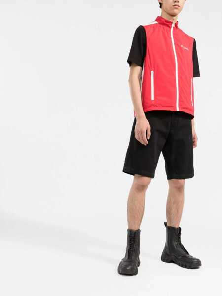 Veste costum Palm Angels Front Zipped Classic Logo Nylon Vest Red Barbati (BM 13569332) 2