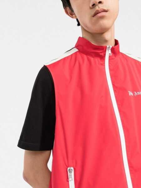 Veste costum Palm Angels Front Zipped Classic Logo Nylon Vest Red Barbati (BM 13569332) 5
