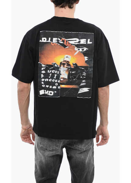 Tricouri Diesel Destroyed Effect Printed T-Wash-Poff Crew-Neck T-Shirt Black Barbati (BM 13569365) 2