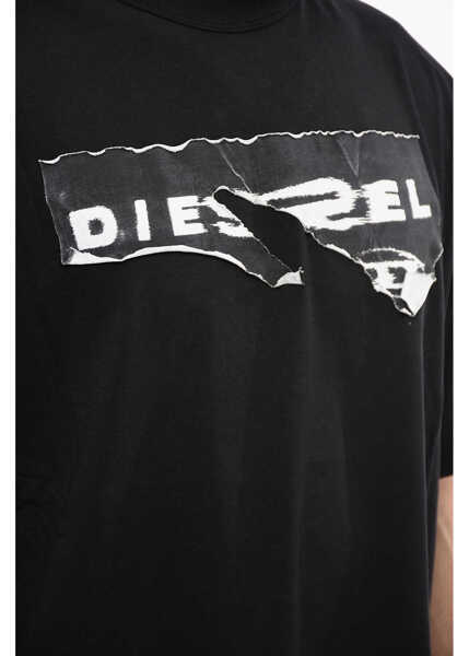Tricouri Diesel Destroyed Effect Printed T-Wash-Poff Crew-Neck T-Shirt Black Barbati (BM 13569365) 3