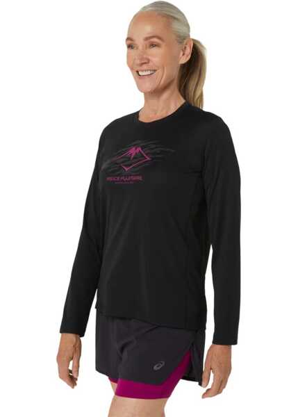 Topuri sport ASICS Fujitrail Logo LS Top Black Femei (BM 13582322) 2