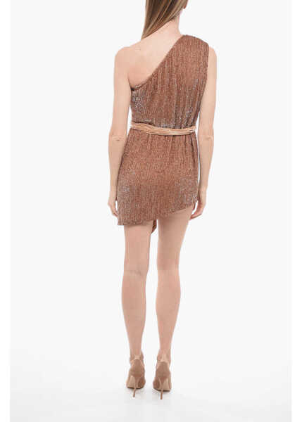 Rochii scurte RETROFTE Belted Sequined Ella One-Shoulder Dress Beige Femei (BM 13583192) 2