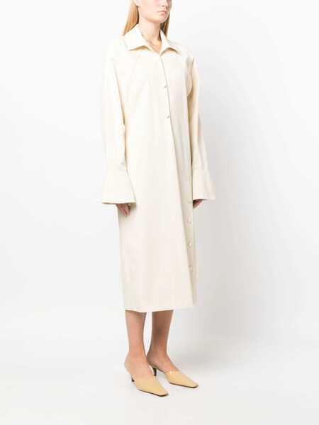 Rochii lungi Bally Cotton Shirt Dress With Buttoned Side Split White Femei (BM 13583222) 3