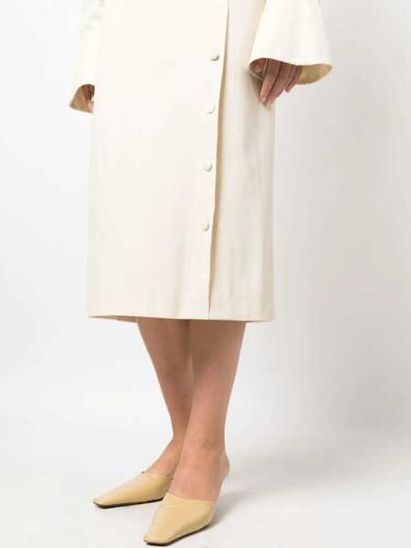 Rochii lungi Bally Cotton Shirt Dress With Buttoned Side Split White Femei (BM 13583222) 5