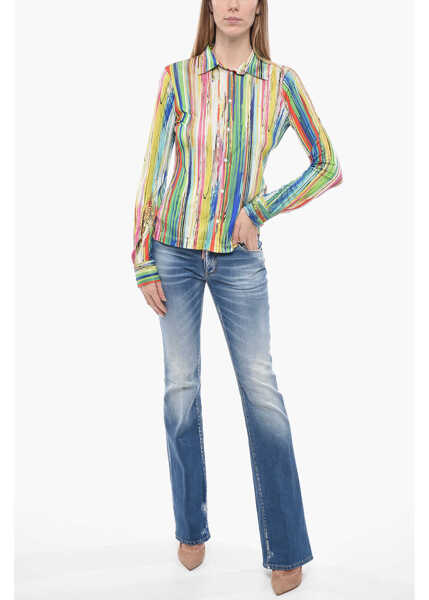 Camasi casual DSQUARED2 Multicolored Jersey Shirt With Standard Collar Multicolor Femei (BM 13583525) 4