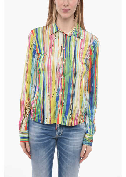 Camasi casual DSQUARED2 Multicolored Jersey Shirt With Standard Collar Multicolor Femei (BM 13583525) 1