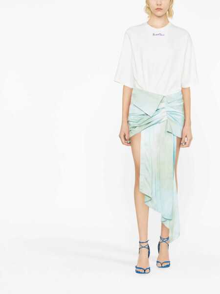Rochii scurte Off-White Draped Satin Skirt Exactly The Opposite Tee Dress Light Blue Femei (BM 13583624) 2