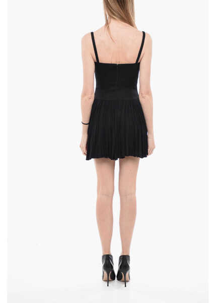 Rochii scurte GIOVANNI BEDIN Denim Minidress With Draped Sheer Skirt Black Femei (BM 13583762) 2