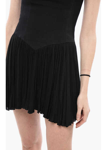 Rochii scurte GIOVANNI BEDIN Denim Minidress With Draped Sheer Skirt Black Femei (BM 13583762) 3