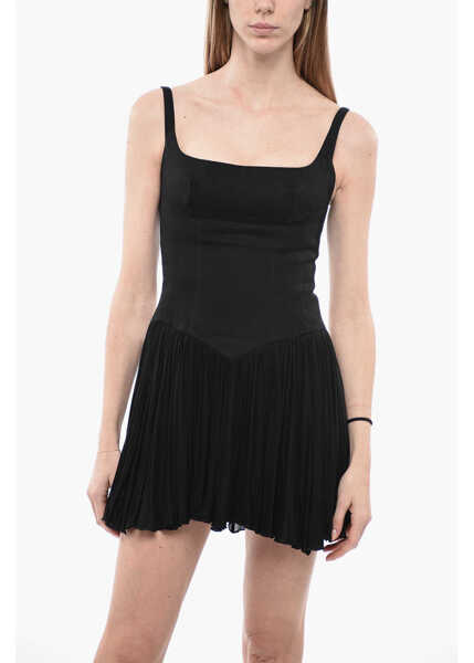 Rochii scurte GIOVANNI BEDIN Denim Minidress With Draped Sheer Skirt Black Femei (BM 13583762) 4