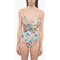 Costume de baie intregi Floral-Motif Clover Wrap One-Piece Swimsuit Femei