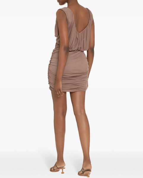 Rochii scurte Saint Laurent Sleeveless Draped Sheer Minidress Pink Femei (BM 13583864) 3