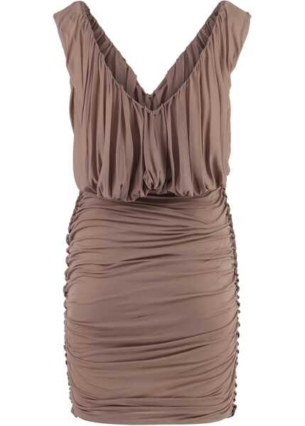 Rochii scurte Saint Laurent Sleeveless Draped Sheer Minidress Pink Femei (BM 13583864) 5