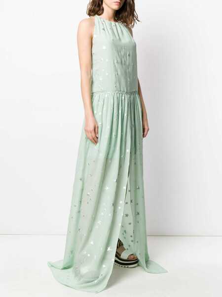 Rochii lungi AMIRI Silk Halterneck Dress With Lurex Stars And Front Slit Green Femei (BM 13583879) 3