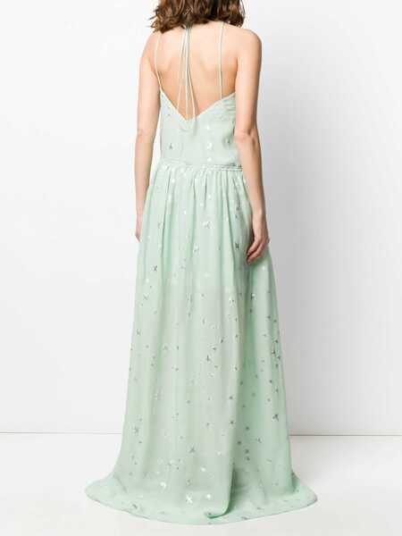 Rochii lungi AMIRI Silk Halterneck Dress With Lurex Stars And Front Slit Green Femei (BM 13583879) 4
