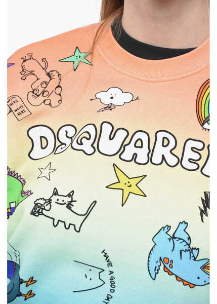 Bluze de trening DSQUARED2 Crew Neck Degrad Cotton Printed Sweatshirt Multicolor Femei (BM 13584107) 3