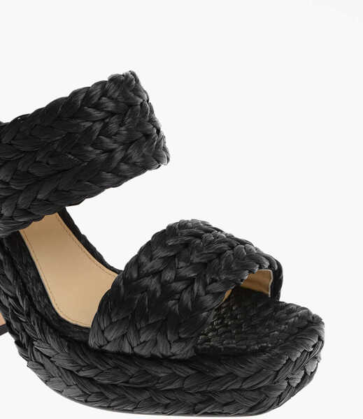 Sandale cu toc Bottega Veneta Braided Raffia Sandals 12 Cm Black Femei (BM 13598765) 4
