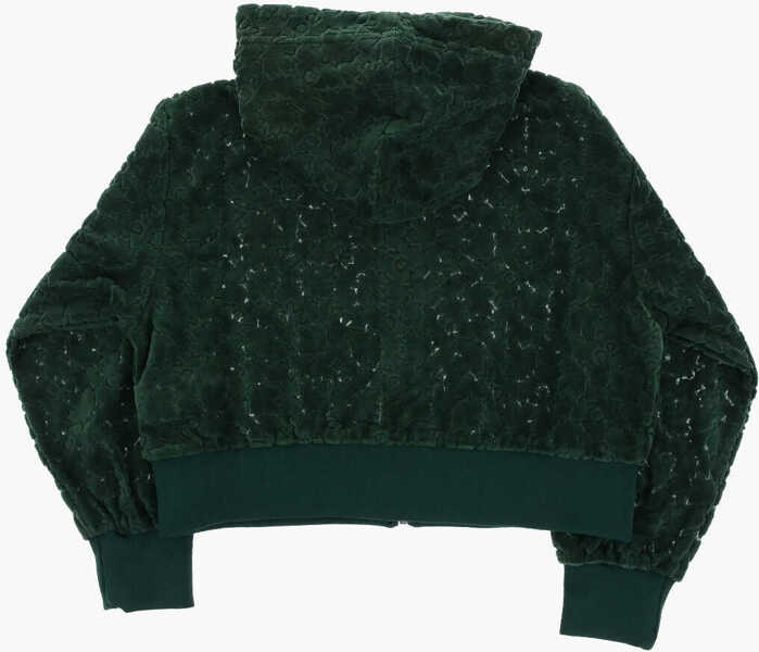 Hanorace DSQUARED2 Solid Color Cotton Velour Sweatshirt With Embossed Logo All- Green Baieti (BM 13598903) 3