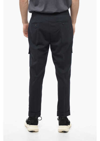 Pantaloni casual Neil Barrett Low Rise Virgin Wool Blend Rem Cargo Pants Blue Barbati (BM 13622876) 2