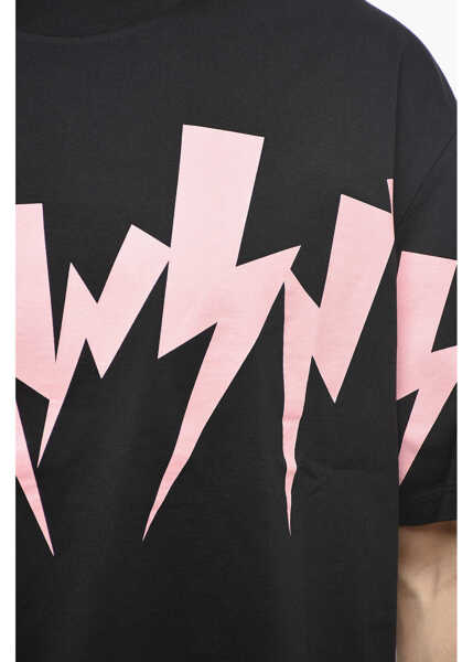 Tricouri Neil Barrett Slim Fit Jumblend Bolt Crew-Neck T-Shirt Black Barbati (BM 13622885) 3