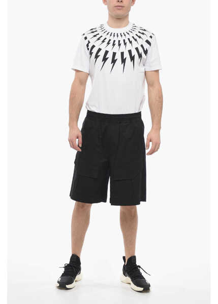 Pantaloni scurti Neil Barrett Baggy Fit Jordan Cargo Shorts With Flap Pockets Black Barbati (BM 13622897) 4
