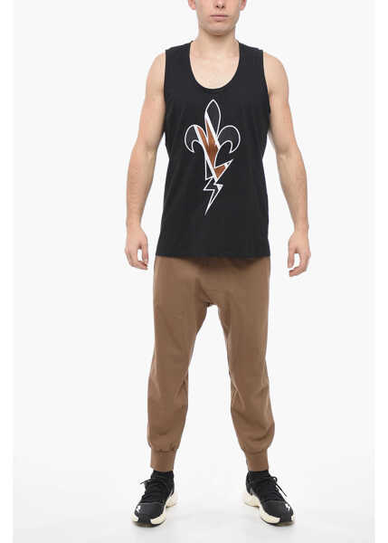 Maiouri Neil Barrett Embroidered Fleur-De-Thunder Tank Top Black Barbati (BM 13622909) 4