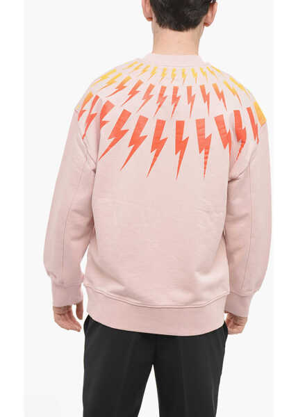Bluze de trening Neil Barrett Crew Neck Fair-Isle Thunderbolt Sweatshirt With Degrad Prin Pink Barbati (BM 13622924) 2
