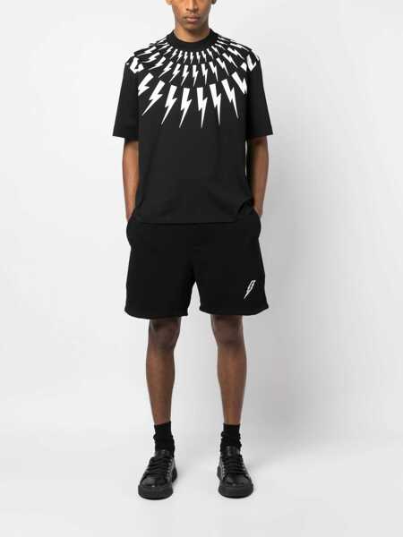 Pantaloni scurti Neil Barrett Brushed Cotton Shorts With Embroidered Logo Black Barbati (BM 13622981) 2