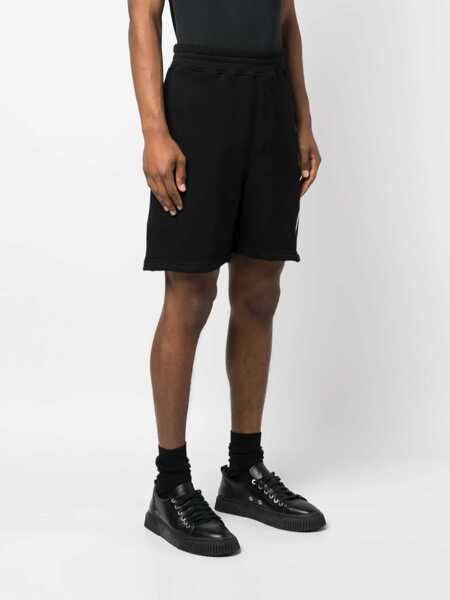 Pantaloni scurti Neil Barrett Brushed Cotton Shorts With Embroidered Logo Black Barbati (BM 13622981) 3