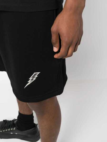Pantaloni scurti Neil Barrett Brushed Cotton Shorts With Embroidered Logo Black Barbati (BM 13622981) 5