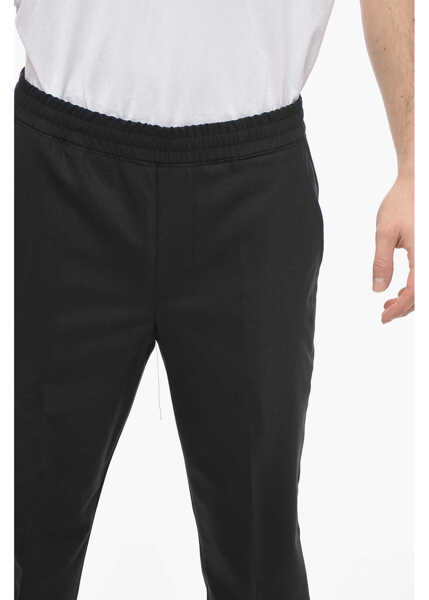 Pantaloni casual Neil Barrett Wool Blend Rem Slim Fit Pants With Elastic Waistband Black Barbati (BM 13623080) 3