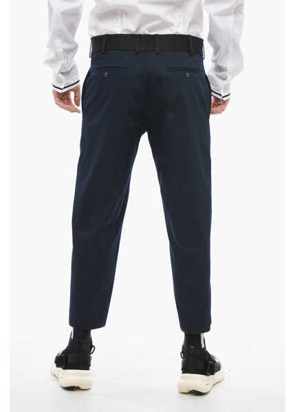 Pantaloni casual Neil Barrett Slim Fit Tom Pants With Contrasting Edges And Ankle Buttons Blue Barbati (BM 13623083) 2