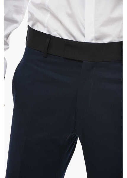 Pantaloni casual Neil Barrett Slim Fit Tom Pants With Contrasting Edges And Ankle Buttons Blue Barbati (BM 13623083) 3