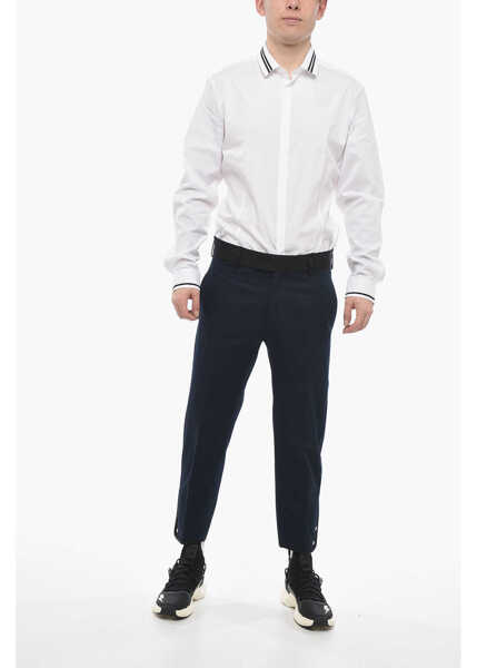 Pantaloni casual Neil Barrett Slim Fit Tom Pants With Contrasting Edges And Ankle Buttons Blue Barbati (BM 13623083) 4