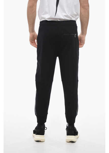 Pantaloni de trening Neil Barrett Jersey Thunderbolt Sweatpants With Side Jacquard Inserts Black Barbati (BM 13623086) 2