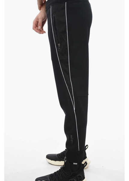 Pantaloni de trening Neil Barrett Jersey Thunderbolt Sweatpants With Side Jacquard Inserts Black Barbati (BM 13623086) 3