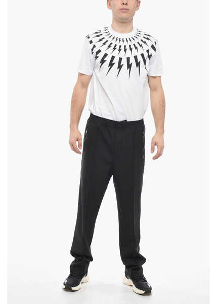 Pantaloni casual Neil Barrett Loose Fit Louis Pants With Elastic Waistband Black Barbati (BM 13623089) 4