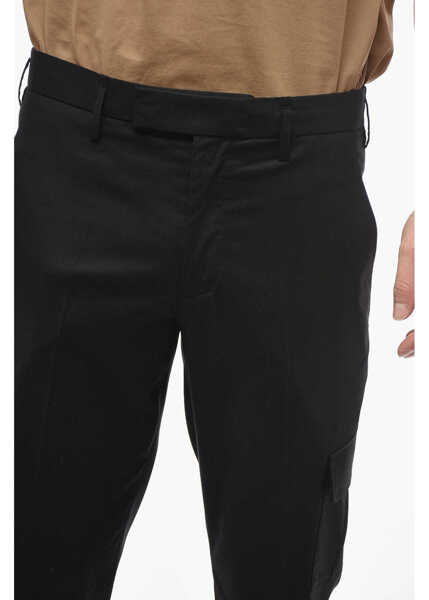 Pantaloni casual Neil Barrett Hidden Fastening Nate Skinny Fit Cargo Pants Black Barbati (BM 13623101) 3