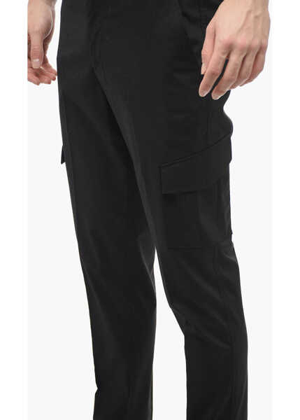 Pantaloni casual Neil Barrett Hidden Fastening Nate Skinny Fit Cargo Pants Black Barbati (BM 13623101) 4