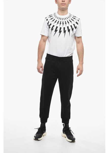 Pantaloni de trening Neil Barrett Skinny Fit Jumbled Bolts Sweatpants With Embroideries Black Barbati (BM 13623107) 4