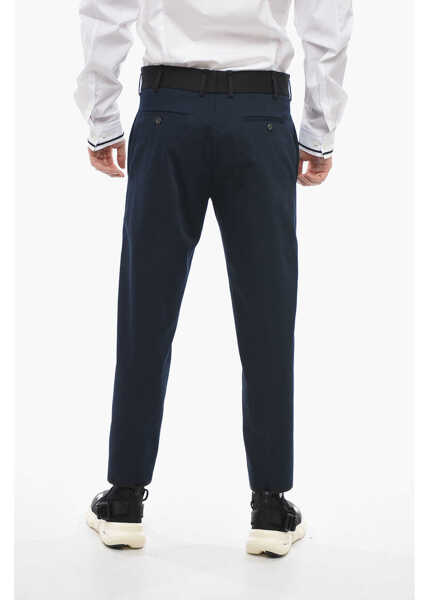 Pantaloni casual Neil Barrett Slim Fit Tom Pants With Contrasting Edges And Ankle Buttons Blue Barbati (BM 13623110) 2