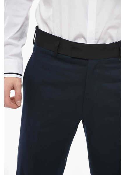 Pantaloni casual Neil Barrett Slim Fit Tom Pants With Contrasting Edges And Ankle Buttons Blue Barbati (BM 13623110) 3