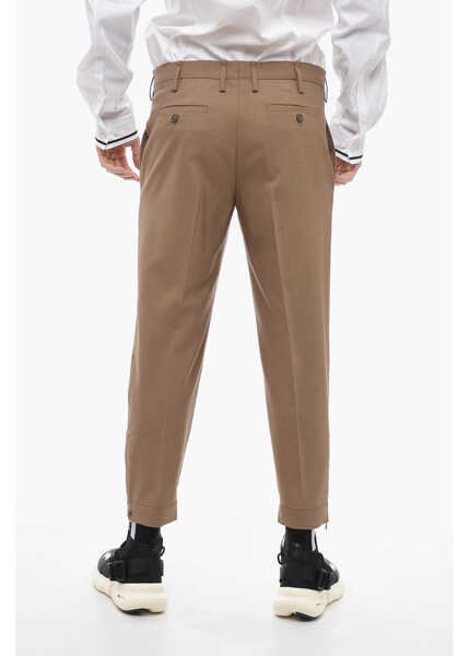 Pantaloni casual Neil Barrett Slim Fit Jamie Pants With Ankle Zip Brown Barbati (BM 13623113) 2