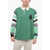 Neil Barrett Box Fit Collegic Rugby Polo With Knitted Sleeves Green