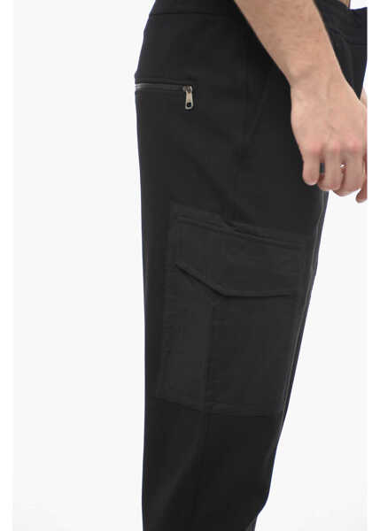 Pantaloni casual Neil Barrett Low-Waist Skinny Fit Cargo Pants With Drawstring At The Wais Black Barbati (BM 13623140) 3