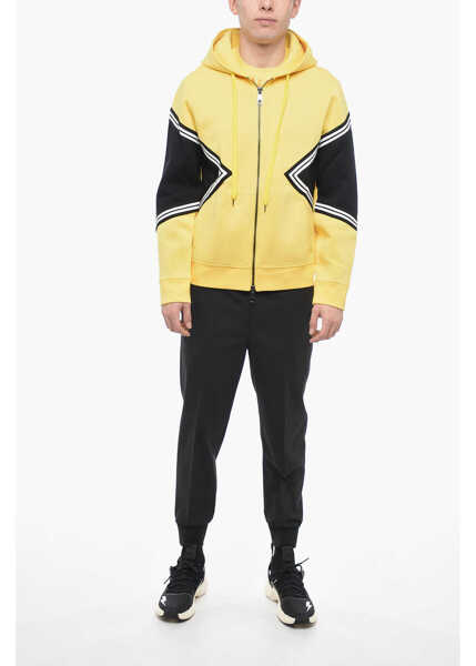 Bluze de trening Neil Barrett Zipped Closure Modernist Varsity Hoodie Yellow Barbati (BM 13623143) 4